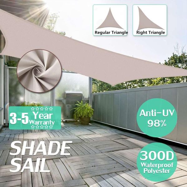 

shade 300d waterproof triangle sun sail outdoor protection cover garden canopy yard beach awning khaki cloth