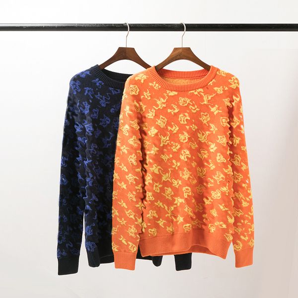 

leisure couple designer sweaters full letter printed pullover men ladies knitted jumper solid color thick wool sweater, White;black