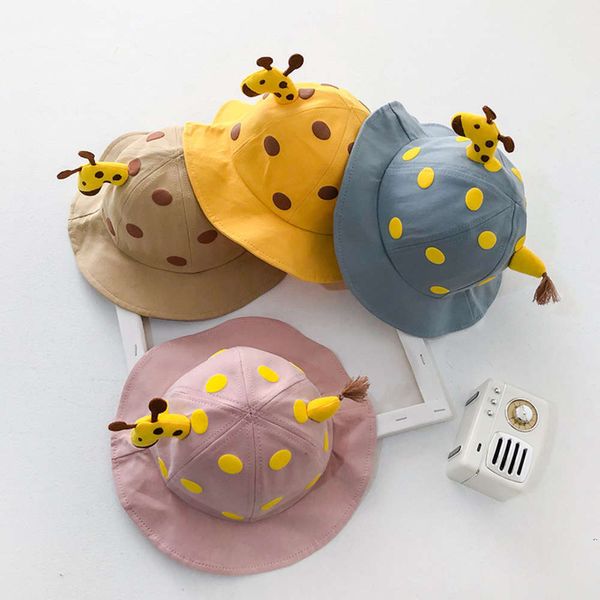 

sun hat for children children's spring and summer fawn cartoon fisherman's cute baby basin girl's outdoor sunscreen hat, Yellow