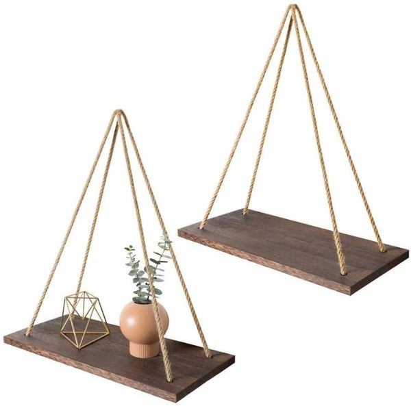 

wooden rope swing wall hanging plant flower pot tray floating shelf nordic home decoration modern minimalist design other decor