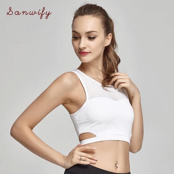 

gym clothing yoga stitching bra white sports bras,breathable wirepadded push up fitness workout top, White;black