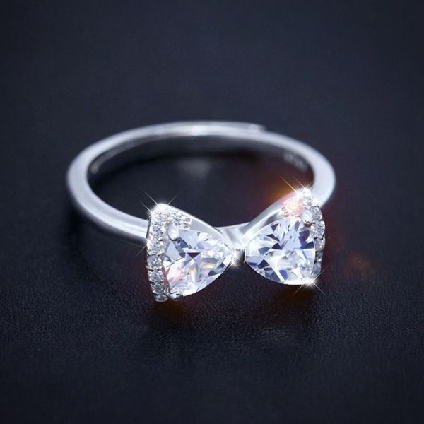 

wedding rings fashion sweet lady silver colour bow ring open, Slivery;golden