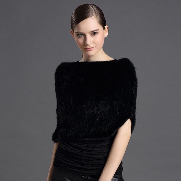 

scarves cx-b--68a women fur scarf genuine knitted mink ladies shawl, Blue;gray