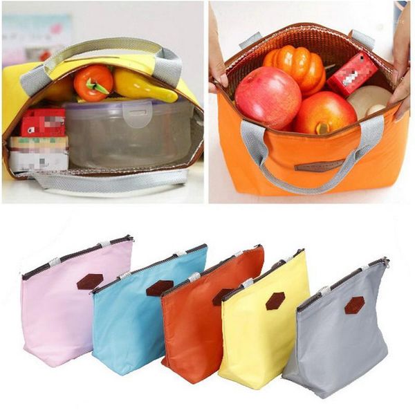 

bag organizer picnic storage pouch portable thermal insulated lunch box tote cooler bento1, Blue;pink