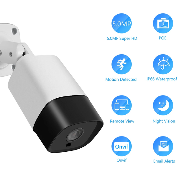 

outdoor ip camera 5mp poe waterproof infrared night vision sd card slot onvif home video surveillance cameras