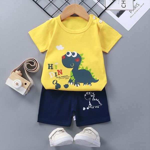 

summer childrens set pure cotton baby short sleeve 2 piece clothes boys clothing toddler for boy, White