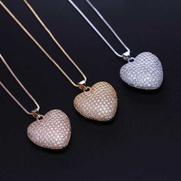 

pendant necklaces ranos heart necklace full pave cubic zirconias geometric for women fashion jewelry njd001482, Silver