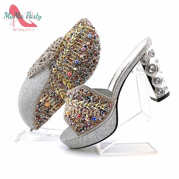 

dress shoes latest leisure style arrivals and bag to match in silver color office lady slingbacks with shinning crystal, Black