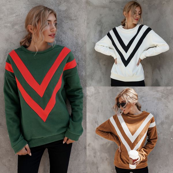 

autumn and winter 2021stripe loose long sleeve pullover, White