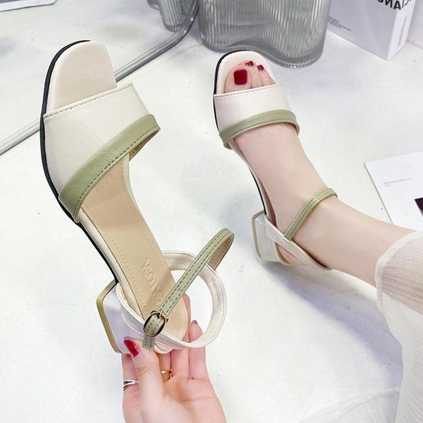 

female sandal strappy heels all-match clear shoes med 2021 women's espadrilles platform girls comfort medium beige block hi sandals, Black