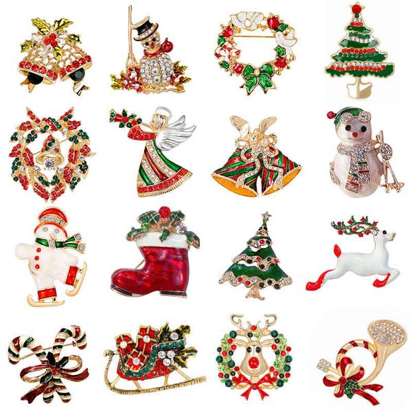 

christmas brooch alloy suit female snowman elk bell boots crutch anti light pin