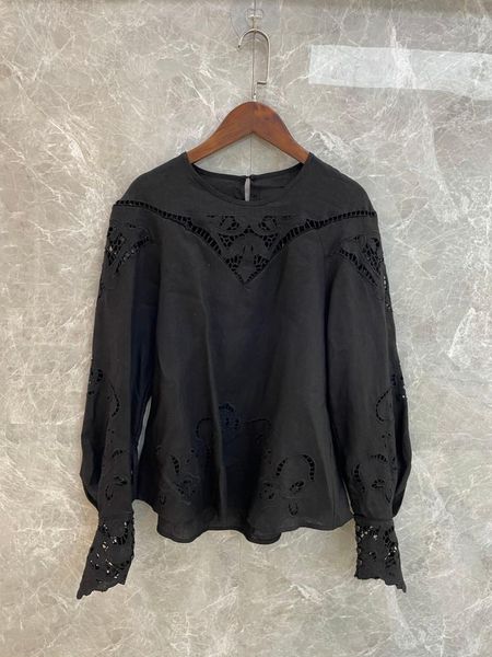 

women's blouses & shirts 2021 spring summer women hollow embroidery loose blouse female fashion linen long sleeve shirt 2, White