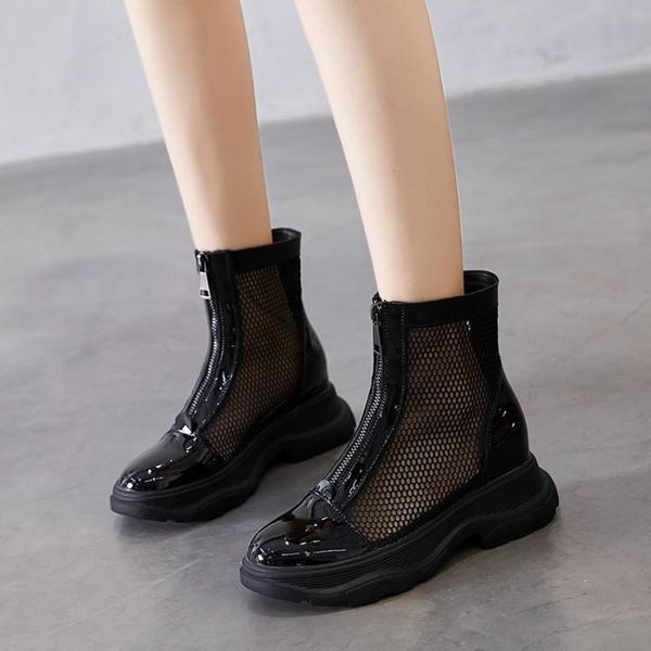 

boots zapatos de mujer ankle womens platform spring/autumn flat shoes, Black