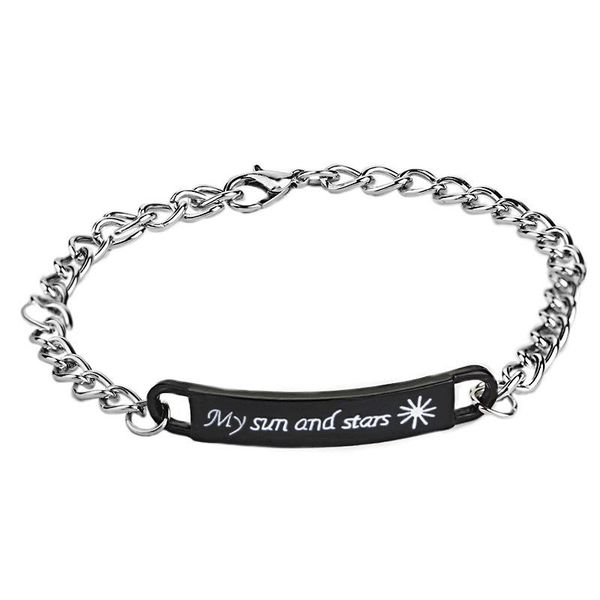 

link, chain europe and the united states lettering couple bracelets retro men women wild alloy charms bracelet jewelry, Black
