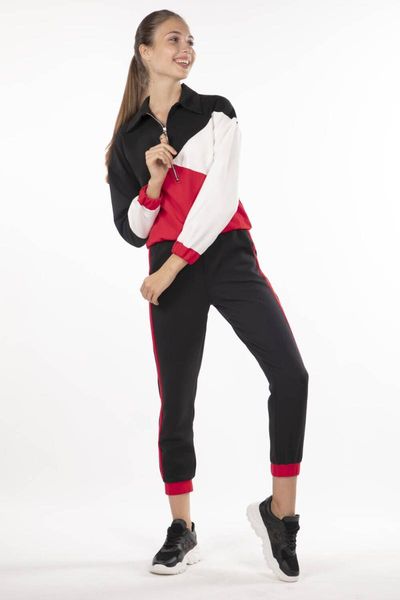 

elastic geometric piece track suit women's two pants, White