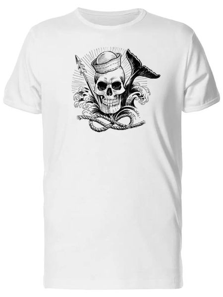 

grunge sailor skull sketch men's tee -image by shutterstock, White;black