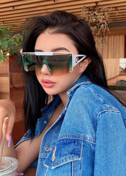 

5188 design sunglasses for women fashion shield sun glasses uv protection big connection lens frameless comes with original box / case, White;black