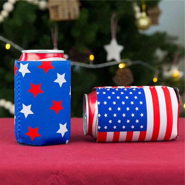 

bottle cover independence day american flag printing party can cool sleeves holiday decoration wholesale