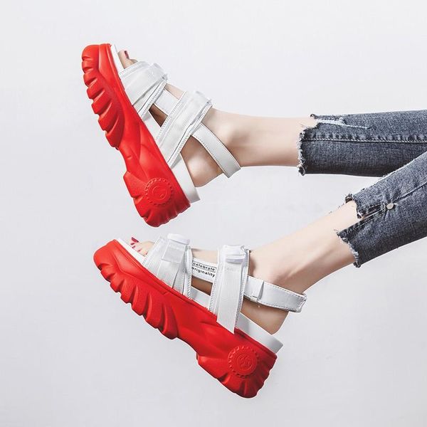 

dress shoes casual beach women chunky sandals platform zapatos de mujer increased chaussures femme lady footware sandalias, Black