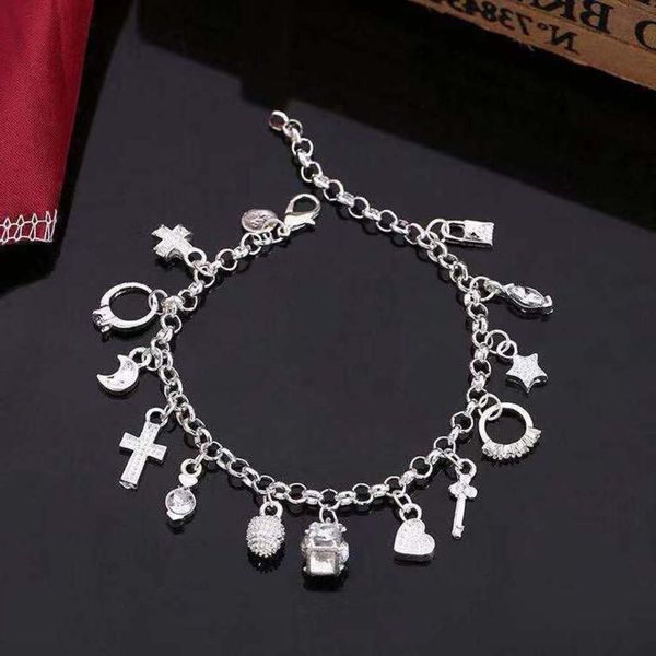 

hand catenary fashion 13 pendant bracelet multi element jewelry, Black