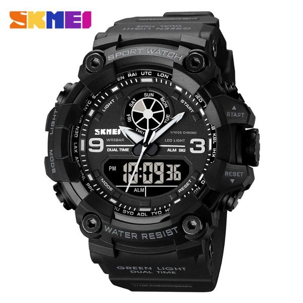 

wristwatches skmei led light 2 time dual movement men's sport watch fashion digital watches alarm clock 5bar waterproof relogio masculi, Slivery;brown