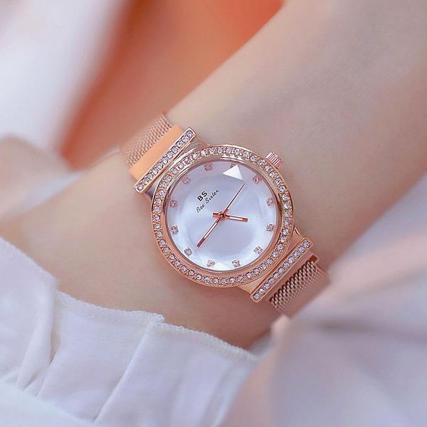 

luxury quartz lady watch rhinestone female wristwatch casual clock relogio feminino wristwatches, Slivery;brown