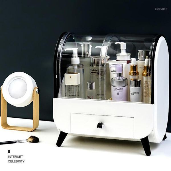 

bathroom storage & organization dust-proof makeup box dressing table skin care product rack display cabinet brush lipstick finisher1