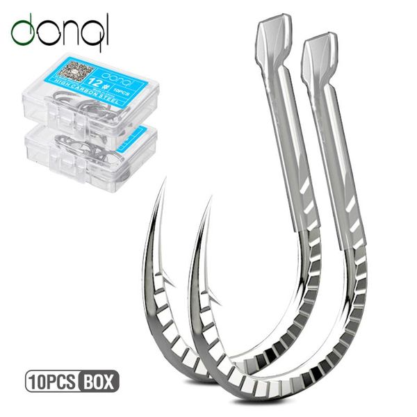 

fishing hooks donql 10pcs/ box high strength titanium alloy single circle fishhook 10-30 kg barbed sea accessories