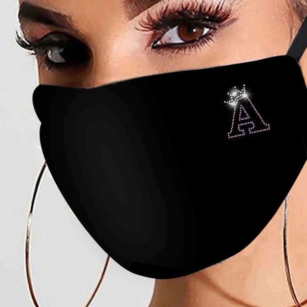 

a-z letter mask for women rhinestone drill designer cotton fabric masks washable masques party decoration