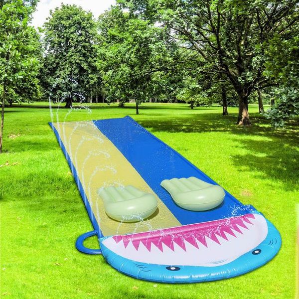 

inflatable floats & tubes kid water splash slide with 2 body boards playing toy
