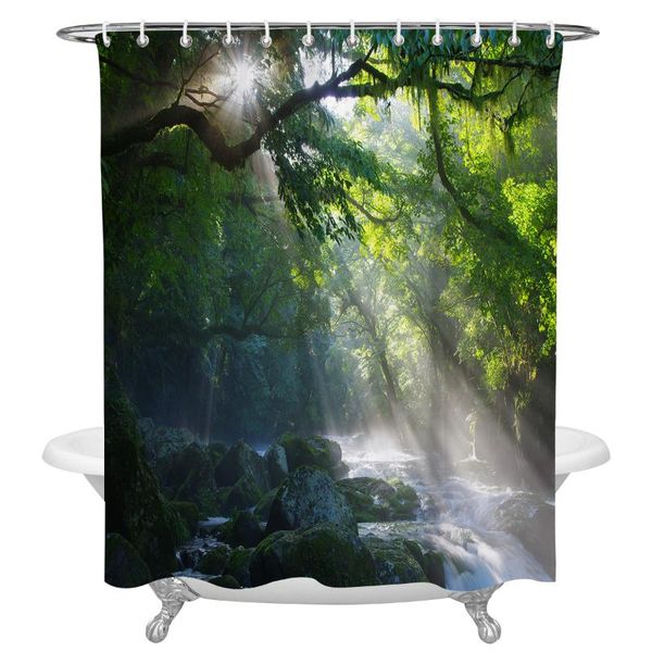 

shower curtains green scenery wonderland waterproof fabric curtain for bathtub showers polyester bath bathroom accessories