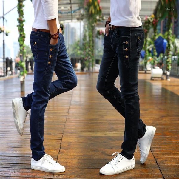 

men's jeans 2021 stretch slim fit wild casual high quality, Blue