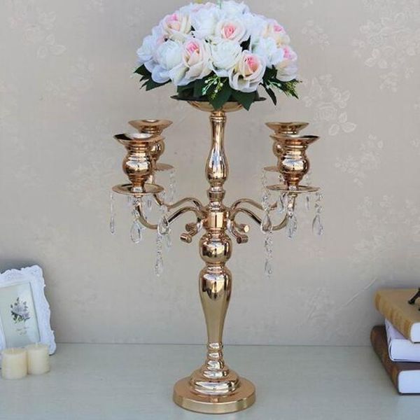

candle holders 12pcs)50cm tall)wholesale decoration metal 5 arm candelabra for wedding table centerpieces yudao1333