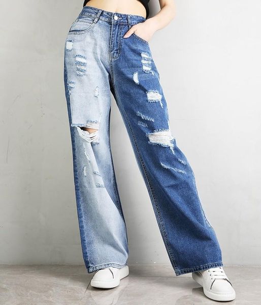 

women's pants & capris large women ripped jeans 2021 summer beharajuku pantalon femme plus size gothic streetwear sweatpants, Black;white
