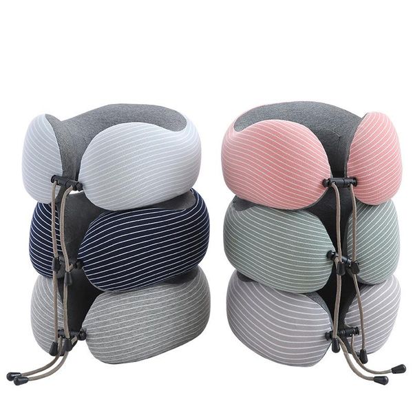 

pillow 1pcs four seasons striped travel neck memory cotton u office nap foam