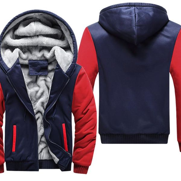 

men's hoodies & sweatshirts solid color men winter warm fleece zipper oversize casual jacket hip hop male streetwear coat sweatshirt pl, Black