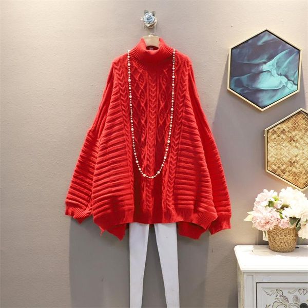 

[ewq] pullover knitted sweater women's solid over size office lady full sleeve turtleneck 2021 spring autumn fashion tu790 sweaters, White;black