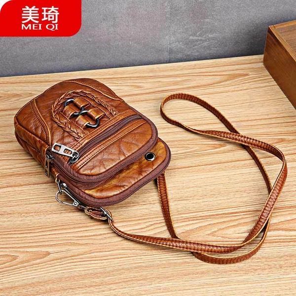 

fashion leather versatile multi-layer shoulder messenger bag mini mobile phone storage bags