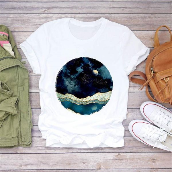 

dream feather fashion print women t shirt graphic short sleeve harajuku female funny vintage camisetas mujer, White