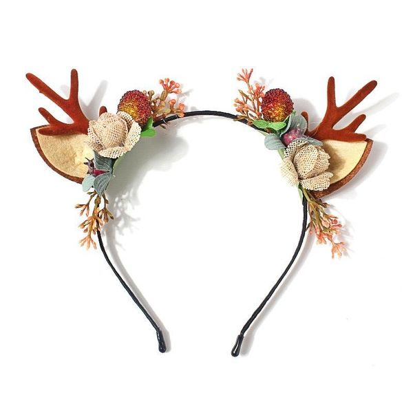 

hair accessories led light christmas deer antler hoop luminous headband jewelry cute elk ear berry flower headdress glow at night hairbands, Slivery;white