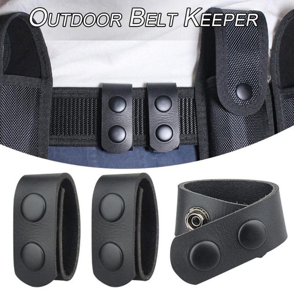 

2/4pcs outdoor belt buckle portable leather snap strap heavy duty keeper sports hunting accessories waist support, Black;gray