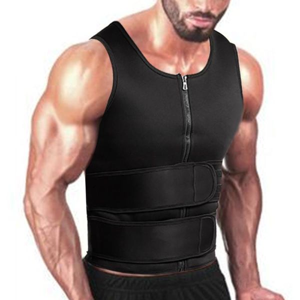 

waist support men body shaper sauna vest trainer double belt sweat shirt corset abdomen slimming shapewear fat burn fitness, Black;gray