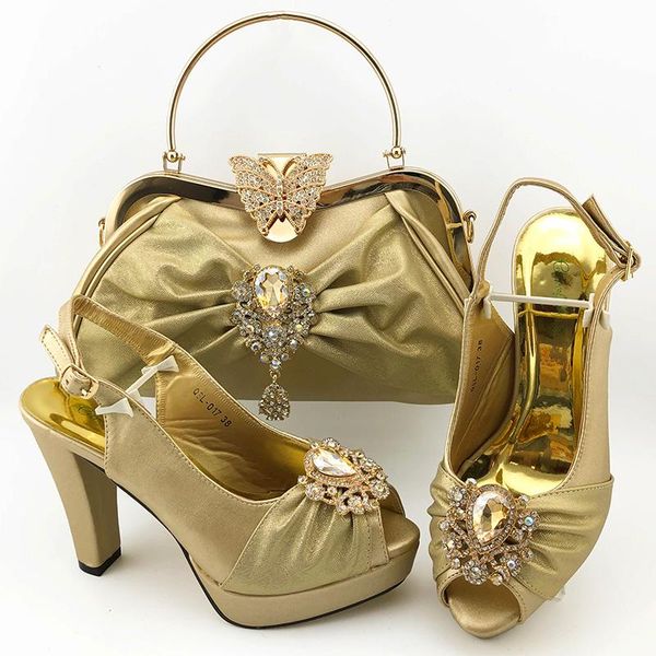 

italian design gold color shoes with matching bags african and high heel 11cm d200505-5 sandals, Black