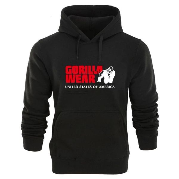 

men's hoodies & sweatshirts brand hoodie casual sweatshirt print gorilla wear fashion 2021 spring and autumn style, Black