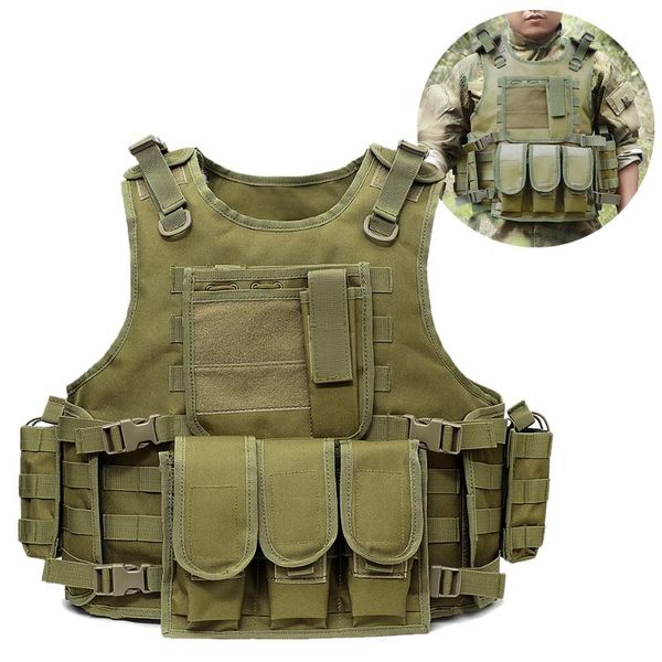 

outdoor molle tactical vest adjustable military gear load carrier for hunting hiking camping jackets, Camo;black