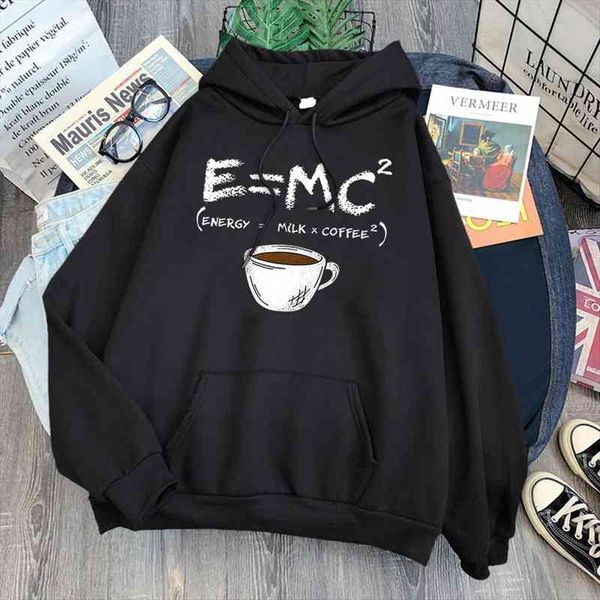 

hoodies e mc coffee personality print hoody for women harajuku aesthetic hoodie warm womens fleece oversized sweatshirt female, Black