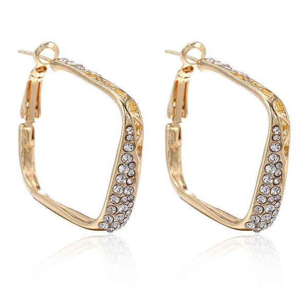 

hoop & huggie women's crystal earrings geometric square big gold for women accessories jewelry oorbellen brincos aretes de mujer, Golden;silver