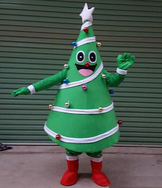 Costume della mascotte dell'albero di Natale delle campane colorate di Halloween L'alta qualità personalizza il personaggio del tema del fumetto Anime per adulti Costume da festa di compleanno di Natale per adulti