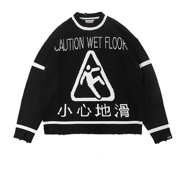 

2021 quality chinese characters print pullovers hip-hop high street oversize men women couple 100% cotton sweater, Black