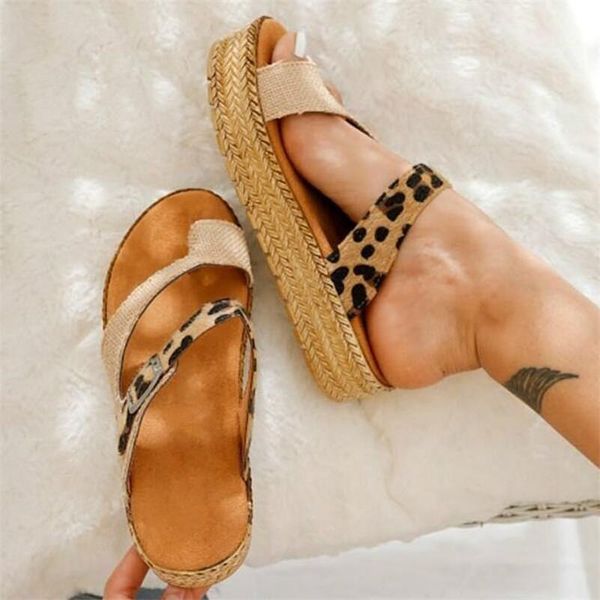 

women wedges sandals summer muffin slip on platform flip flops ladies party leopard print sandalias mujer, Black